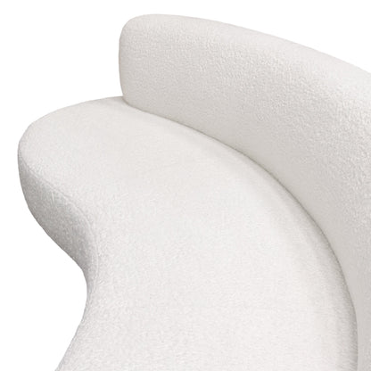 Simone Curved Sofa in White Faux Sheepskin Fabric by Diamond Sofa