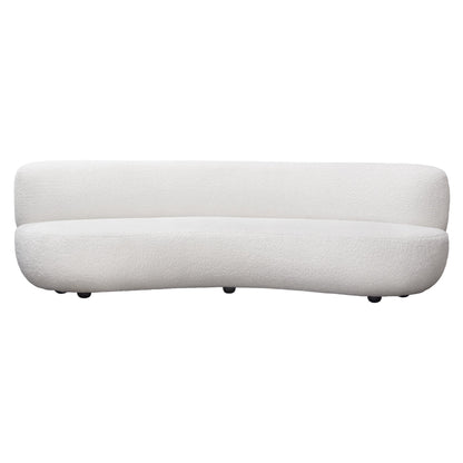 Simone Curved Sofa in White Faux Sheepskin Fabric by Diamond Sofa