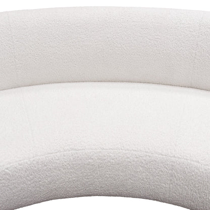 Simone Curved Sofa in White Faux Sheepskin Fabric by Diamond Sofa