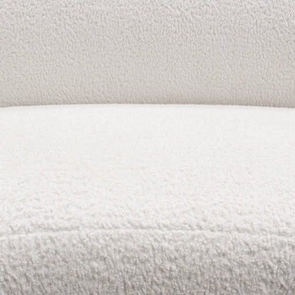 Simone Curved Sofa in White Faux Sheepskin Fabric by Diamond Sofa