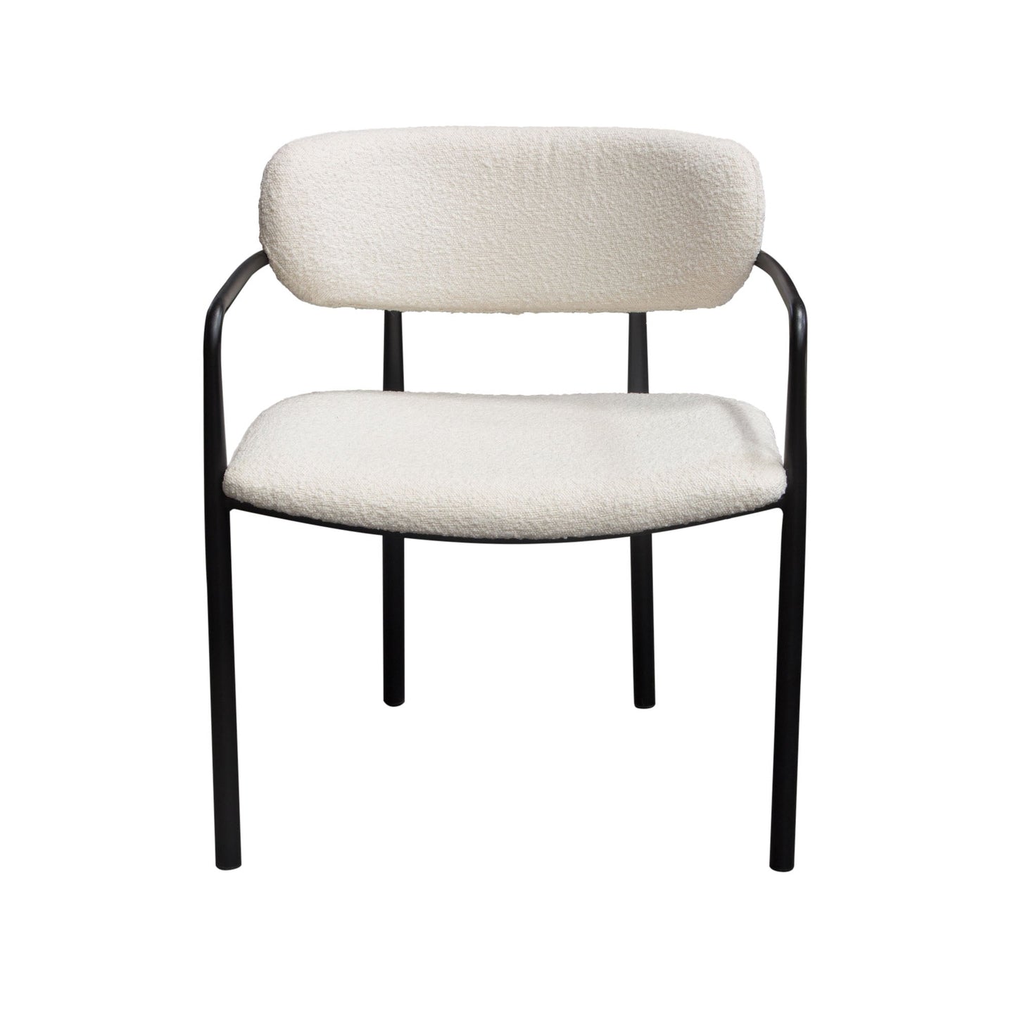 Set of (2) Skyler Dining Chairs in Ivory Boucle Fabric w/ Black Metal Frame by Diamond Sofa