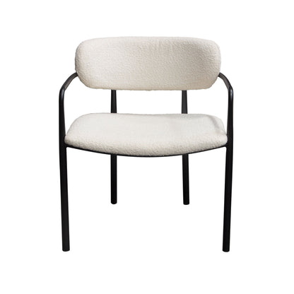 Set of (2) Skyler Dining Chairs in Ivory Boucle Fabric w/ Black Metal Frame by Diamond Sofa