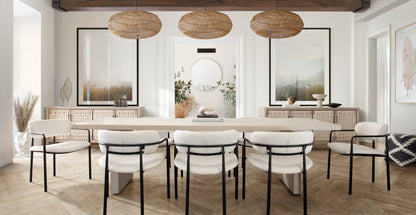 Set of (2) Skyler Dining Chairs in Ivory Boucle Fabric w/ Black Metal Frame by Diamond Sofa