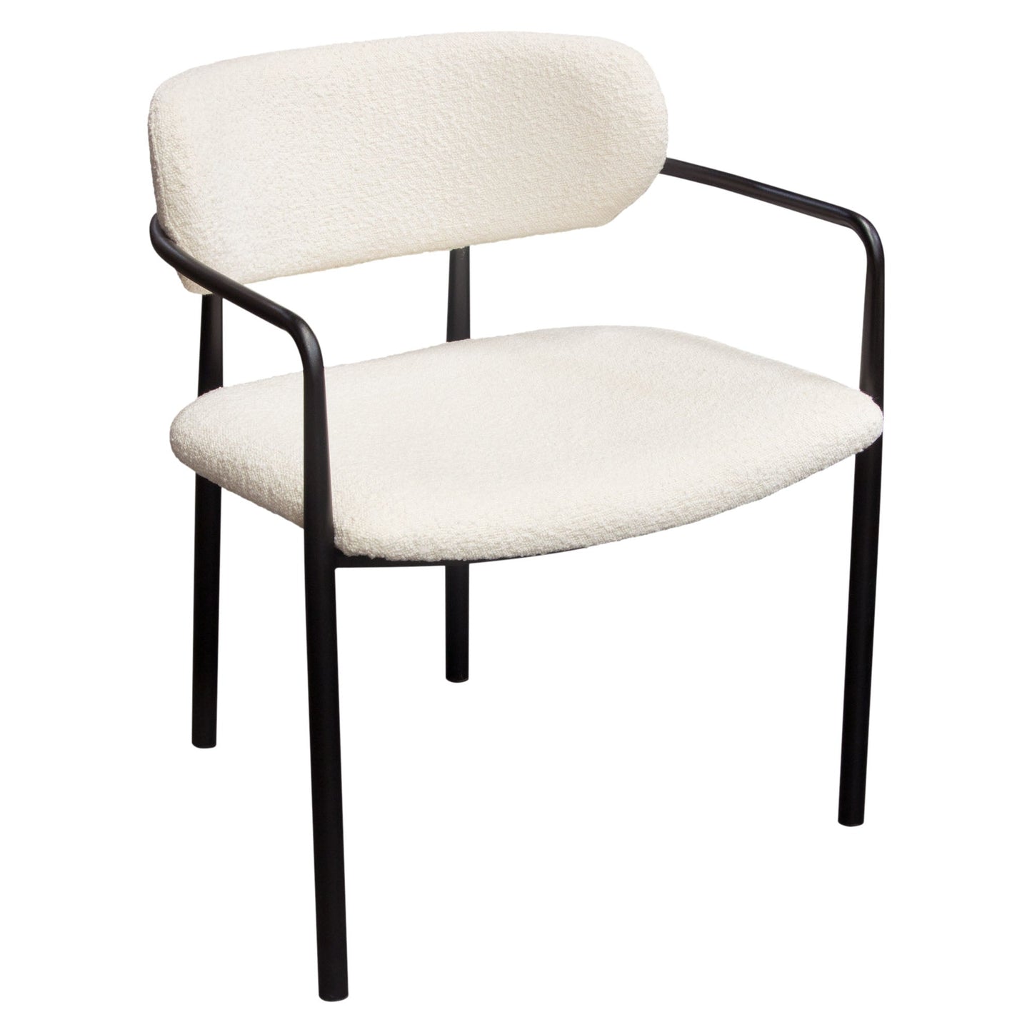 Set of (2) Skyler Dining Chairs in Ivory Boucle Fabric w/ Black Metal Frame by Diamond Sofa