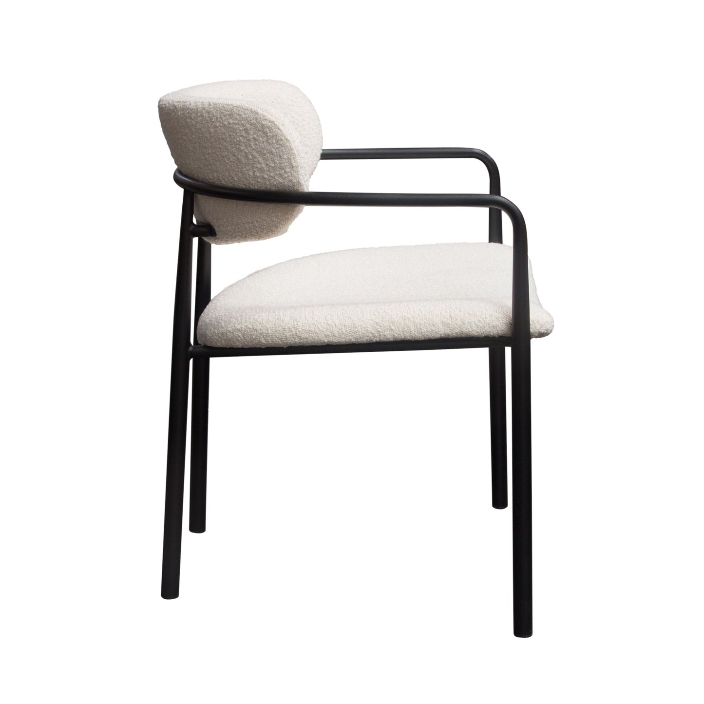 Set of (2) Skyler Dining Chairs in Ivory Boucle Fabric w/ Black Metal Frame by Diamond Sofa