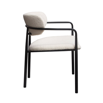 Set of (2) Skyler Dining Chairs in Ivory Boucle Fabric w/ Black Metal Frame by Diamond Sofa