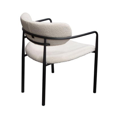Set of (2) Skyler Dining Chairs in Ivory Boucle Fabric w/ Black Metal Frame by Diamond Sofa