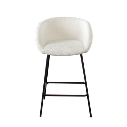 Set of (2) Skyler Counter Height Chairs in Ivory Boucle Fabric w/ Black Metal Frame by Diamond Sofa