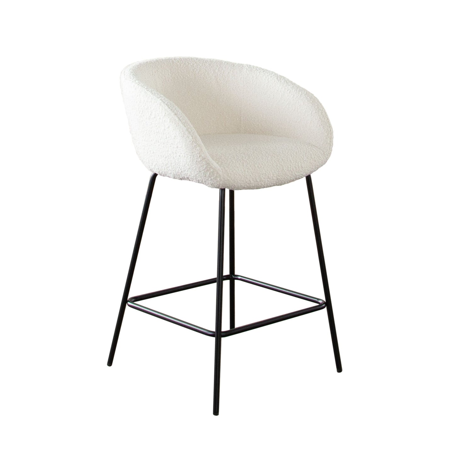 Set of (2) Skyler Counter Height Chairs in Ivory Boucle Fabric w/ Black Metal Frame by Diamond Sofa