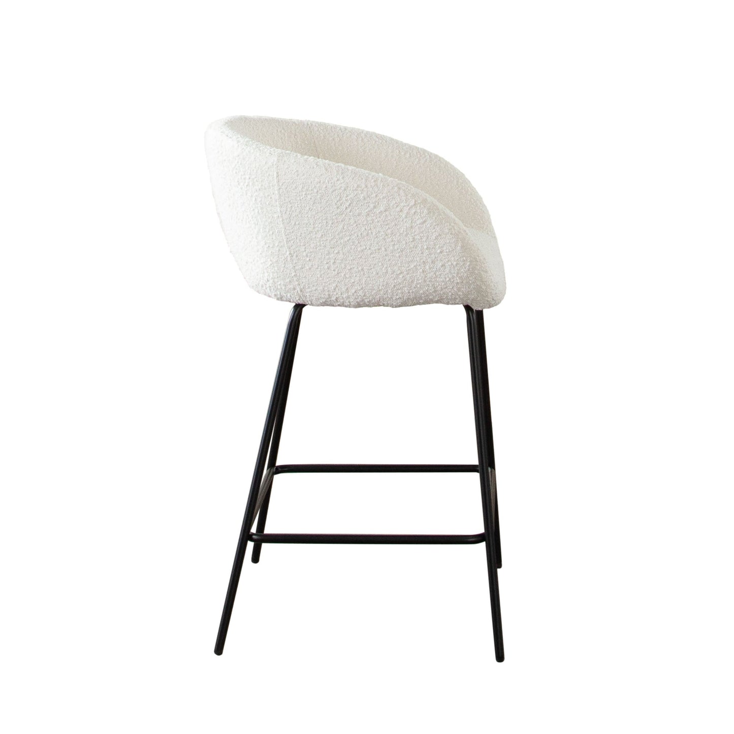 Set of (2) Skyler Counter Height Chairs in Ivory Boucle Fabric w/ Black Metal Frame by Diamond Sofa