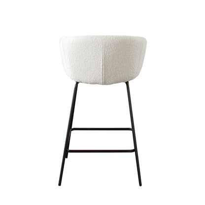 Set of (2) Skyler Counter Height Chairs in Ivory Boucle Fabric w/ Black Metal Frame by Diamond Sofa