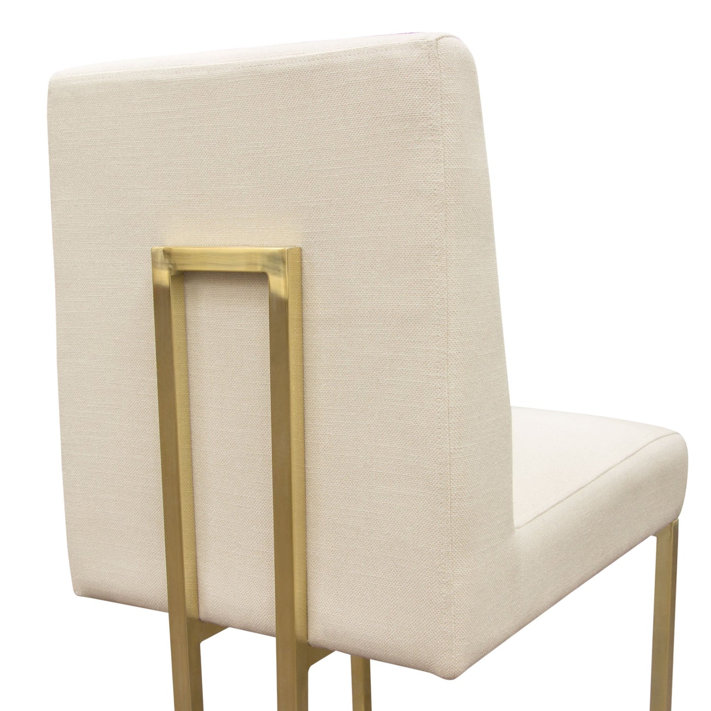 Set of (2) Skyline Dining Chairs in Cream Fabric w/ Polished Gold Metal Frame by Diamond Sofa
