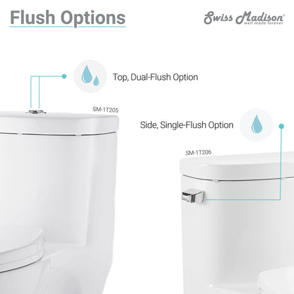Swiss Madison Sublime One Piece Elongated Toilet Dual Flush, Rose Gold Hardware 1.1/1.6 gpf