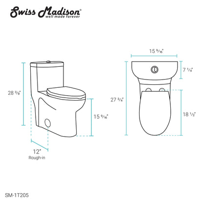 Swiss Madison Sublime One Piece Elongated Toilet Dual Flush, Rose Gold Hardware 1.1/1.6 gpf
