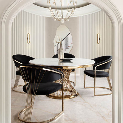 Solstice Dining Chair in Black Velvet w/ Polished Gold Metal Frame by Diamond Sofa