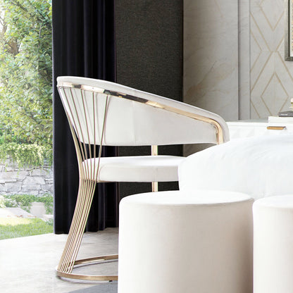 Solstice Dining Chair in Cream Velvet w/ Polished Gold Metal Frame by Diamond Sofa