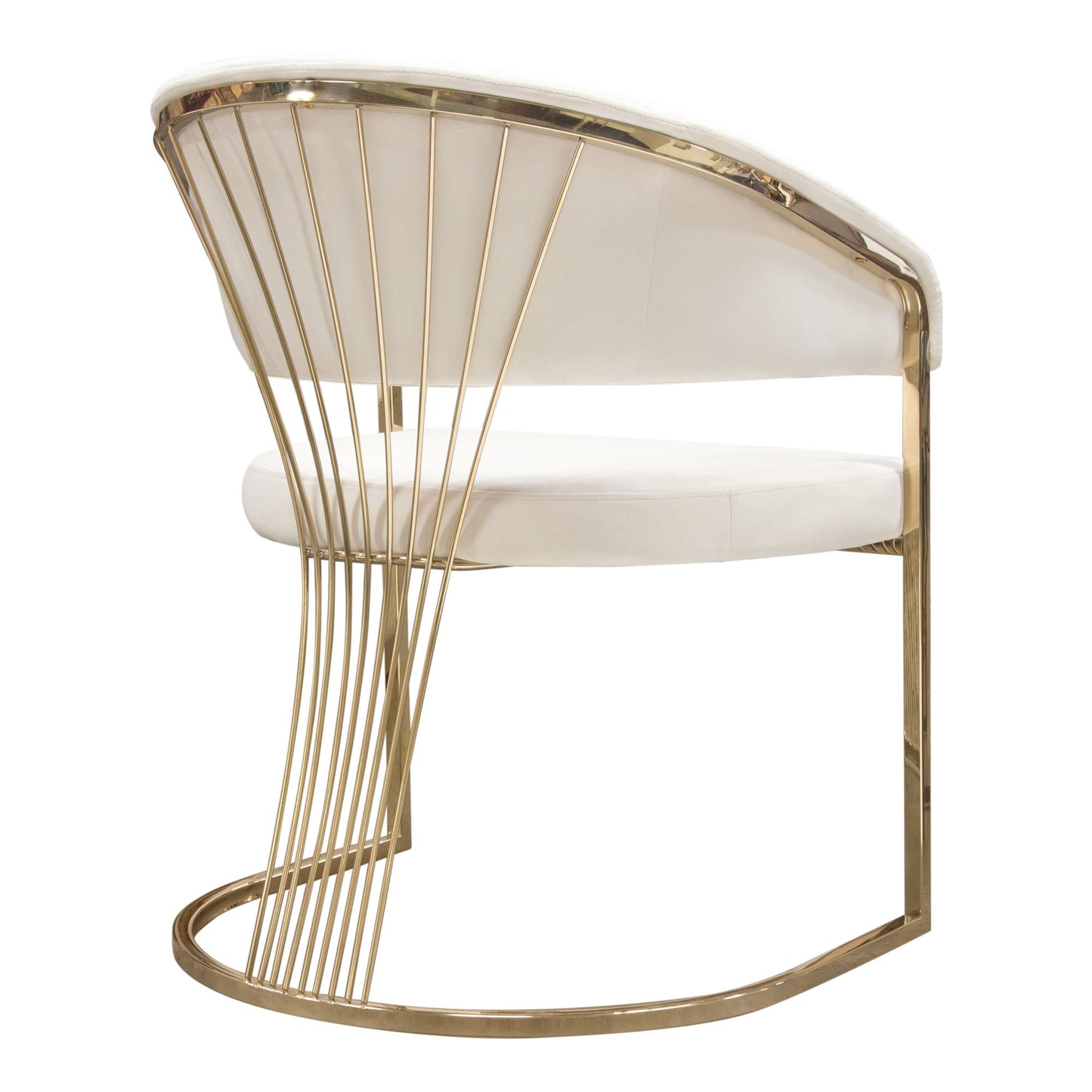 Solstice Dining Chair in Cream Velvet w/ Polished Gold Metal Frame by Diamond Sofa