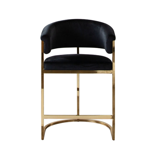 Solstice Counter Height Chair in Black Velvet w/ Polished Gold Metal Frame by Diamond Sofa