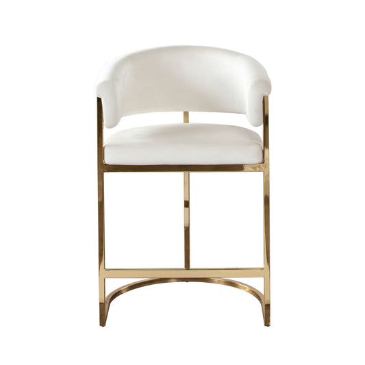 Solstice Counter Height Chair in Cream Velvet w/ Polished Gold Metal Frame by Diamond Sofa