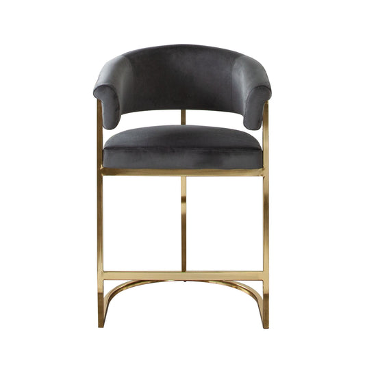 Solstice Counter Height Chair in Grey Velvet w/ Polished Gold Metal Frame by Diamond Sofa