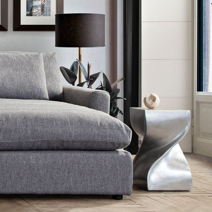 Spire Square Accent Table in Casted Aluminum in Nickel Finish by Diamond Sofa