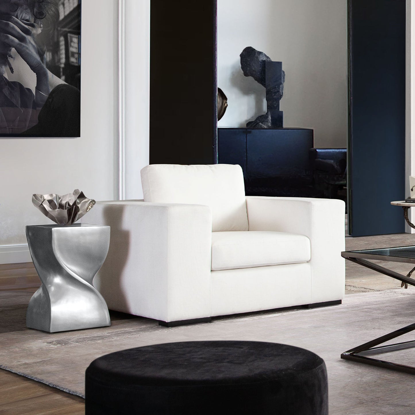 Spire Square Accent Table in Casted Aluminum in Nickel Finish by Diamond Sofa