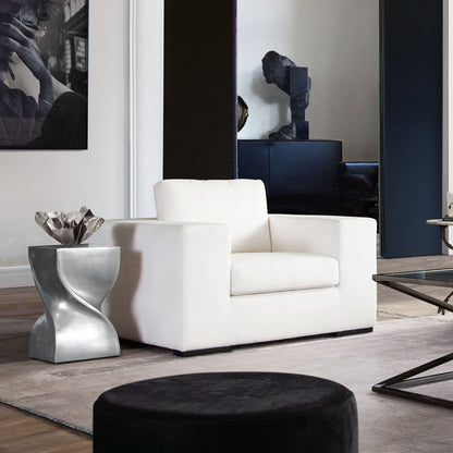 Spire Square Accent Table in Casted Aluminum in Nickel Finish by Diamond Sofa