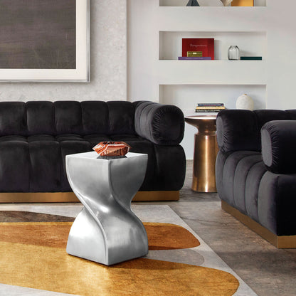 Spire Square Accent Table in Casted Aluminum in Nickel Finish by Diamond Sofa