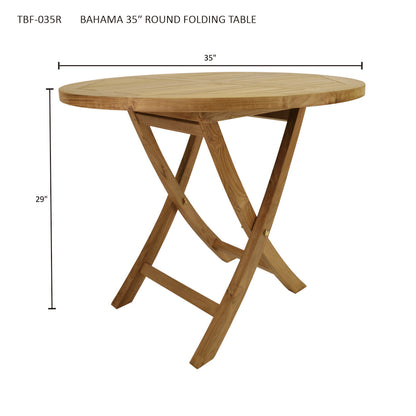 Anderson Teak Bahama 35" Round Bistro Folding Table