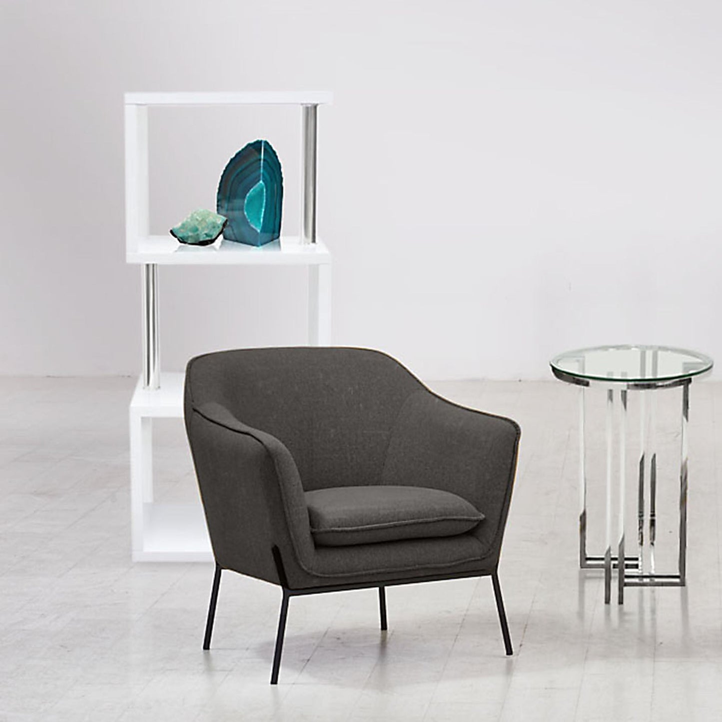 Status Accent Chair in Grey Fabric with Metal Leg by Diamond Sofa
