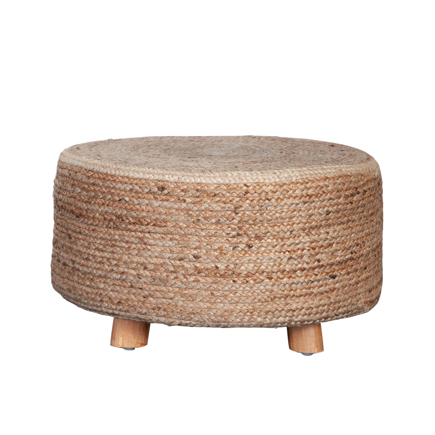 Round Accent Stool in Natural Jute Fiber w/ Wood Legs by Diamond Sofa