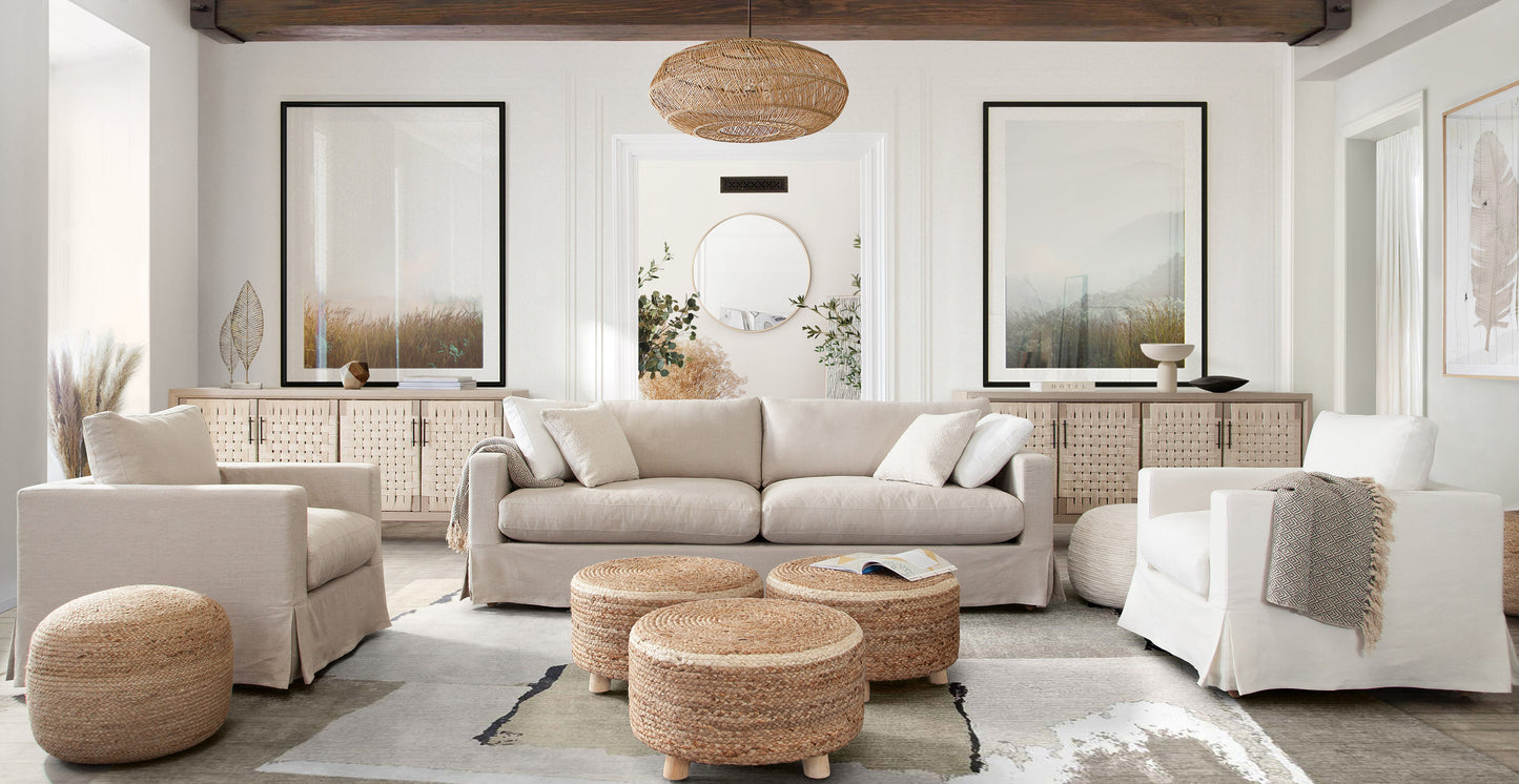 Round Accent Stool in Natural Jute Fiber w/ Wood Legs by Diamond Sofa