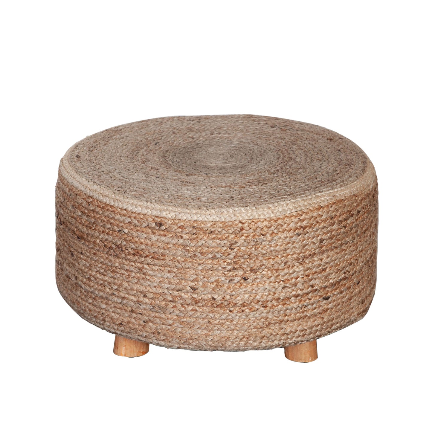 Round Accent Stool in Natural Jute Fiber w/ Wood Legs by Diamond Sofa