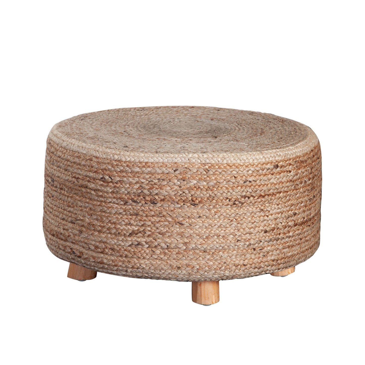 Round Accent Stool in Natural Jute Fiber w/ Wood Legs by Diamond Sofa