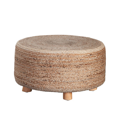 Round Accent Stool in Natural Jute Fiber w/ Wood Legs by Diamond Sofa