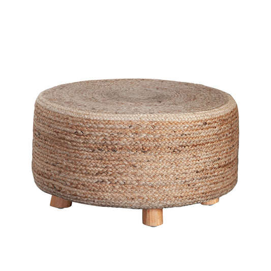 Round Accent Stool in Natural Jute Fiber w/ Wood Legs by Diamond Sofa