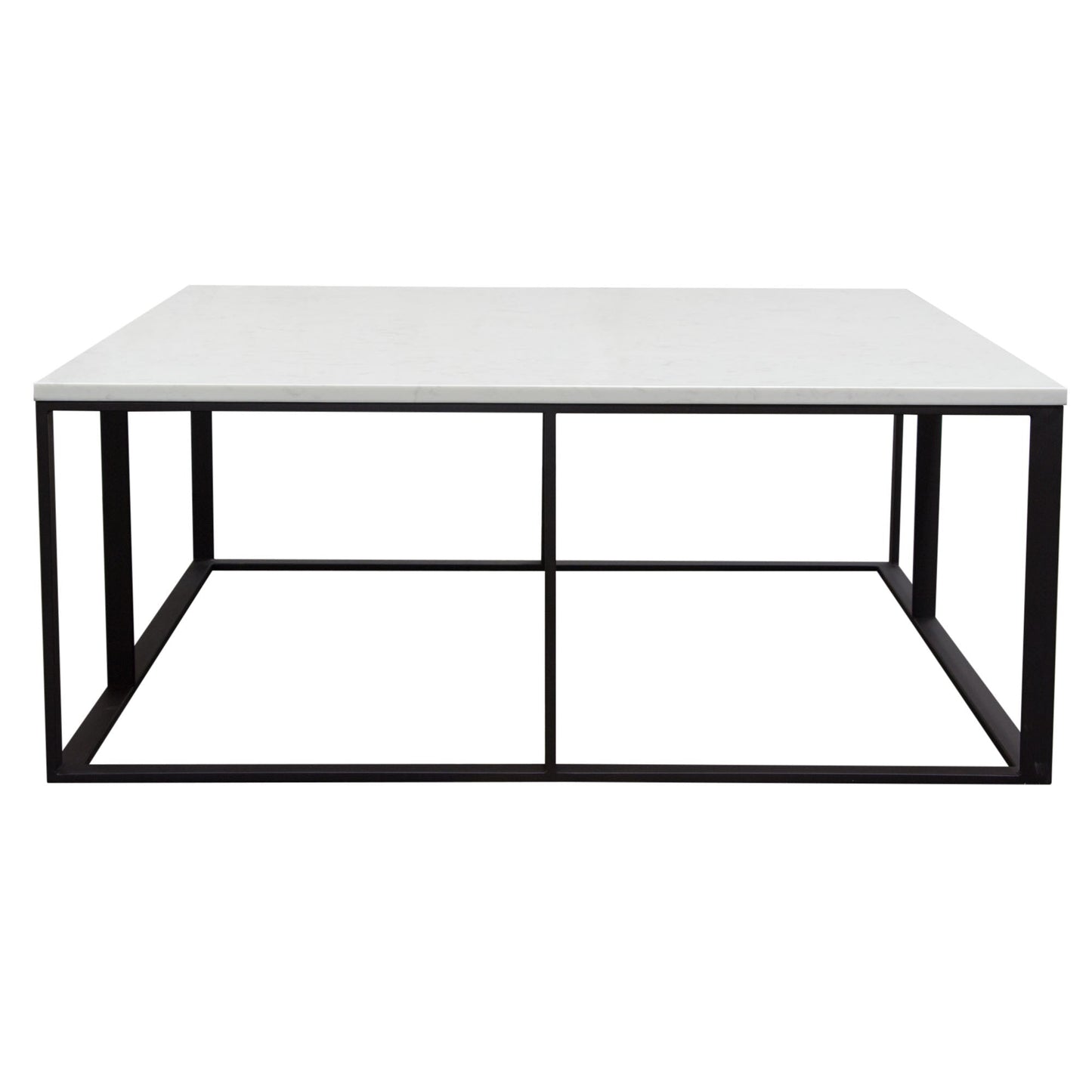 Surface Square Cocktail Table w/ Engineered Marble Top & Black Powder Coated Metal Base by Diamond Sofa