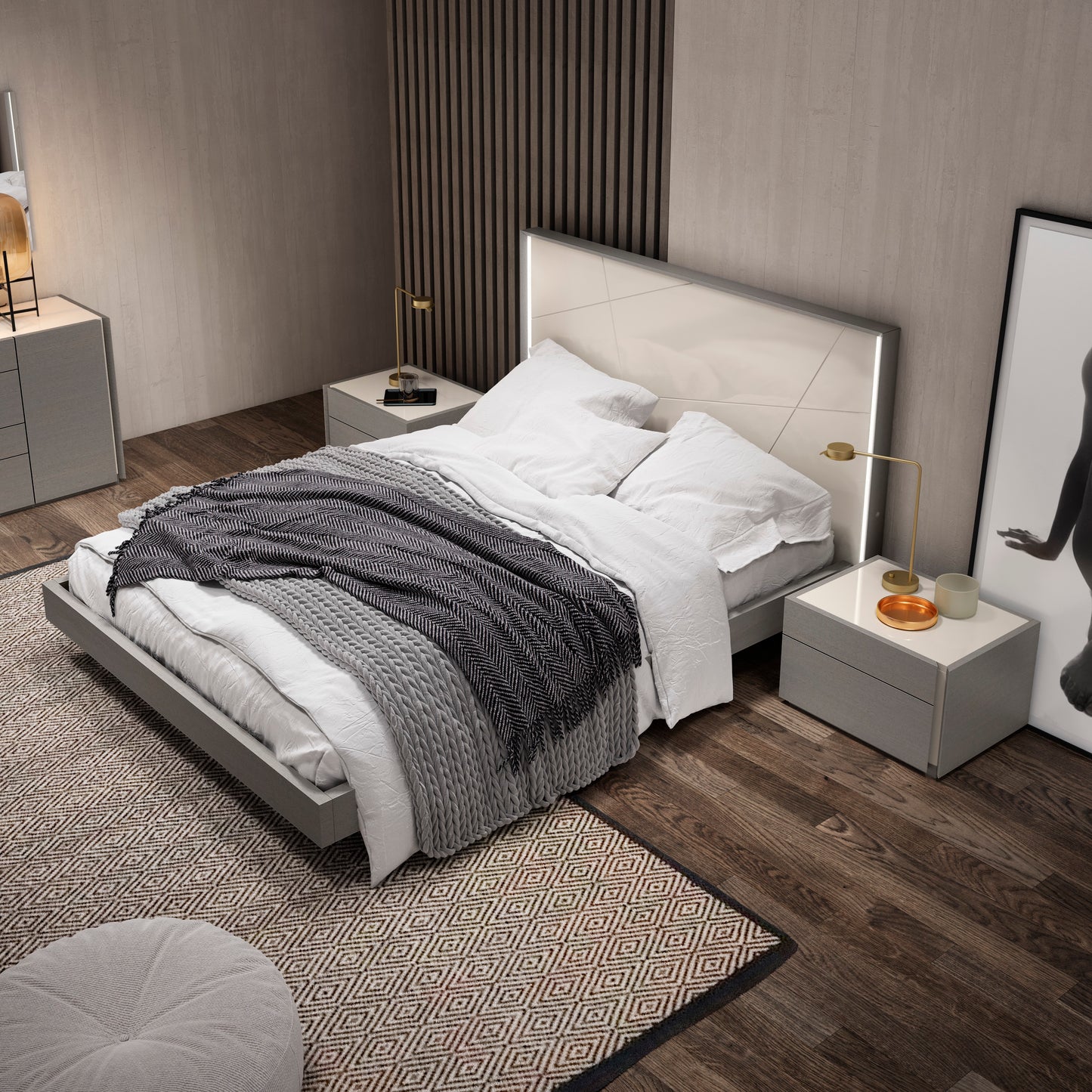 J&M Furniture Sintra Queen Bed in Grey