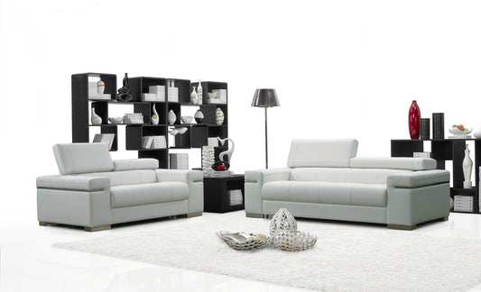 J&M Furniture Soho Sofa in White Leather