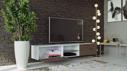 Maxima House Floating TV Stand VIGO glass 71 inch with LED