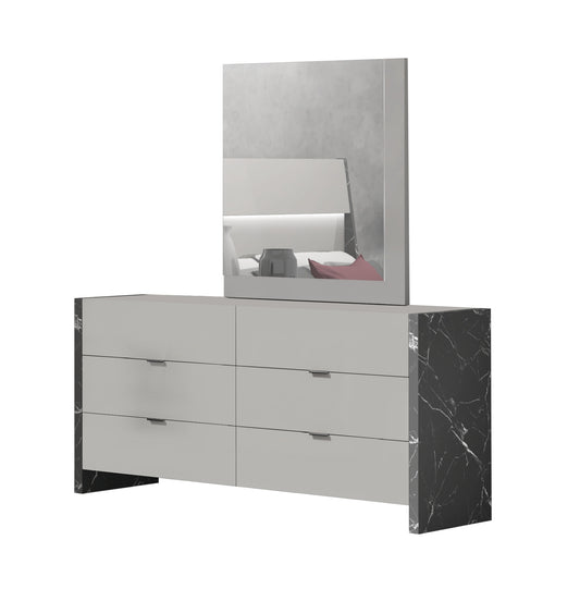 J&M Furniture Stoneage Premium Mirror in Grigio