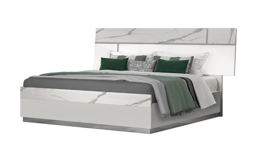 J&M Furniture Sunset Premium Queen Bed in Bianco Luc+Stat