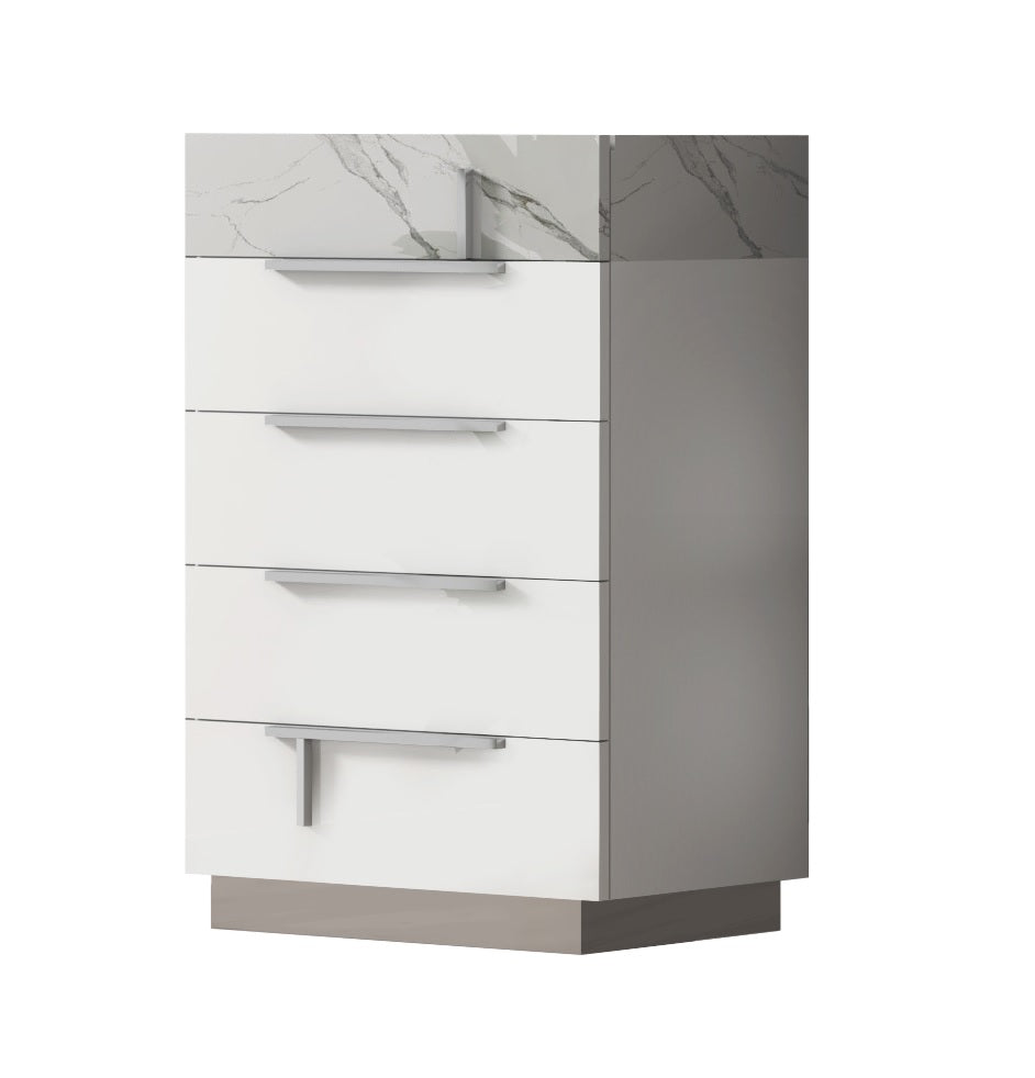 J&M Furniture Sunset Premium Chest in Bianco Luc+Stat