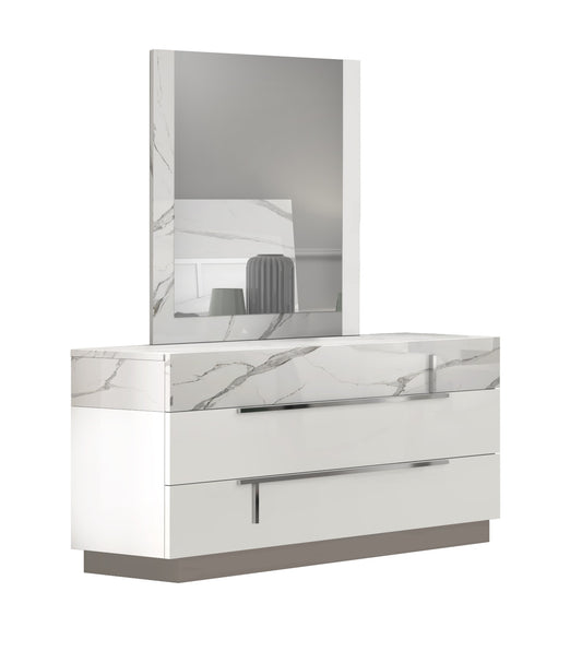 J&M Furniture Sunset Premium Mirror in Bianco Luc+Stat
