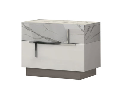 J&M Furniture Sunset Premium Night Stand in Bianco Luc+Stat