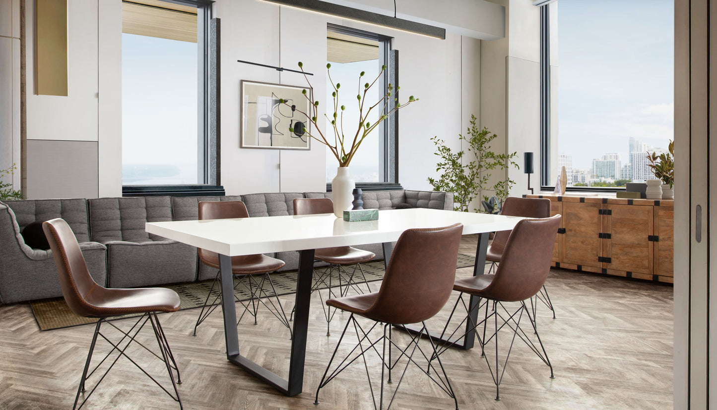 Theo Set of (4) Dining Chairs in Chocolate Leatherette w/ Black Metal Base by Diamond Sofa