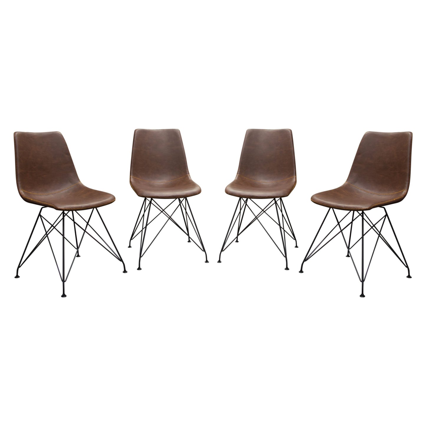 Theo Set of (4) Dining Chairs in Chocolate Leatherette w/ Black Metal Base by Diamond Sofa