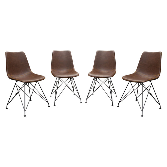 Theo Set of (4) Dining Chairs in Chocolate Leatherette w/ Black Metal Base by Diamond Sofa