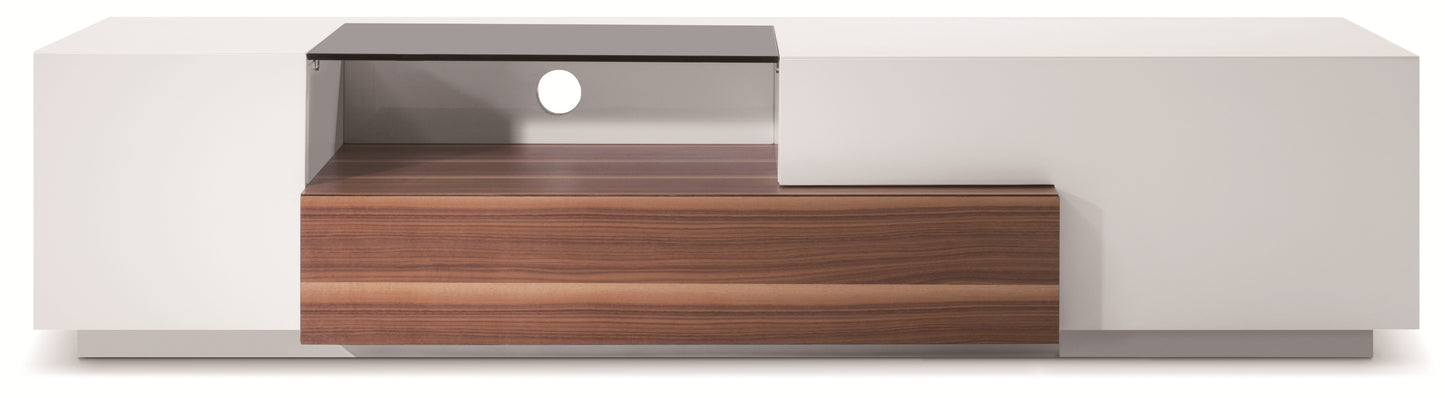 J&M Furniture TV Stand 015 in Walnut & White High Gloss