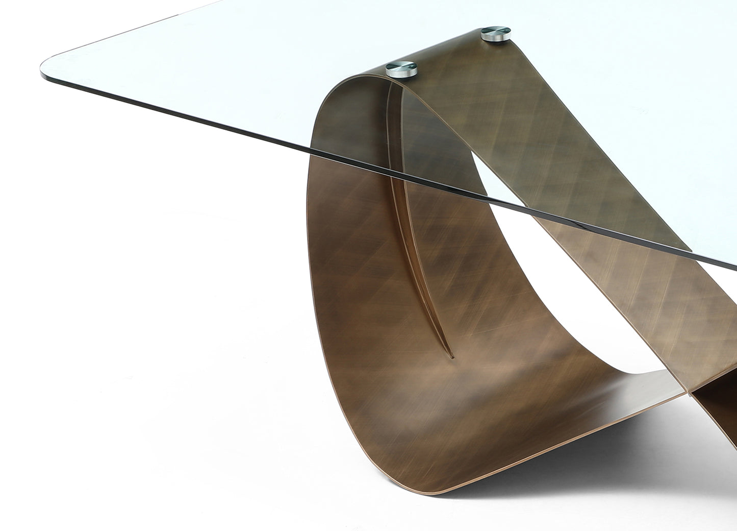 Tabselect Glass Top Dining Table With Brushed Bronze Base